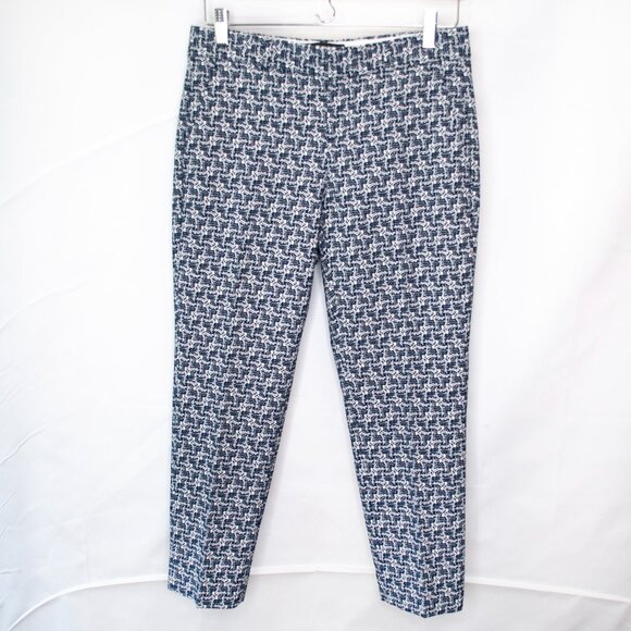 Banana Republic Factory Pants - Banana Republic Cropped Avery Pants Womens 2P Blue White Geometric Print DD05X
